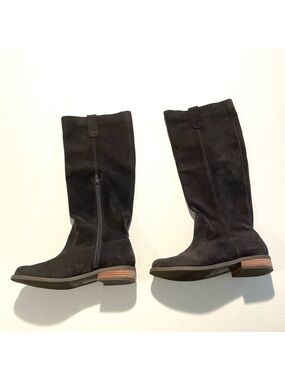 Sole Society Tall‎ Boots Suede Leather Gray Brown Riding Zipper Women’s Size 8.5